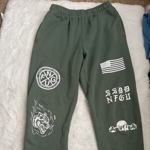 Darc Sport Green Track Pants with White Graphics